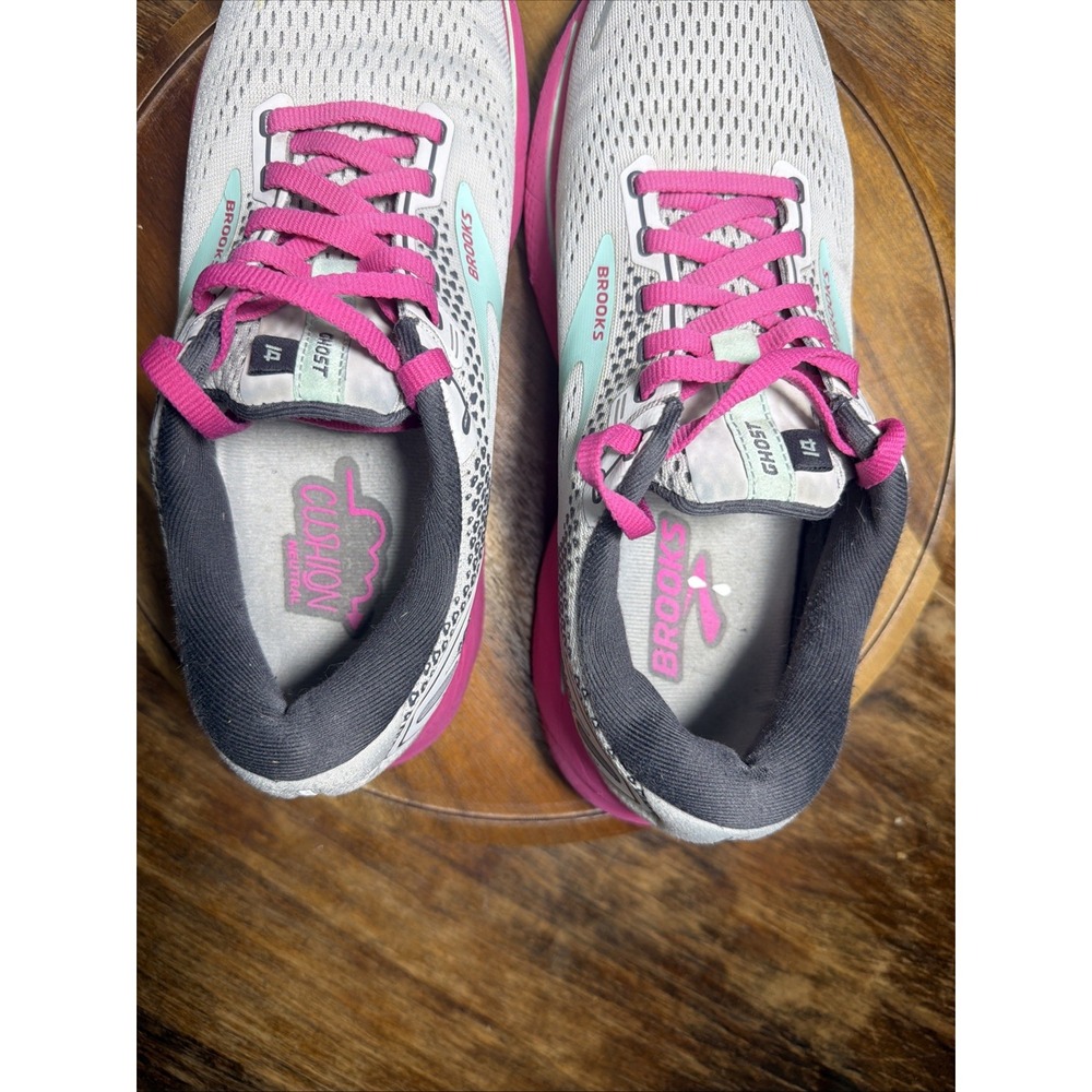 Brooks Ghost 14 Womens Size 9.5 B Running Shoes Gray Pink Yucca 1203561B024 - Picture 7 of 8